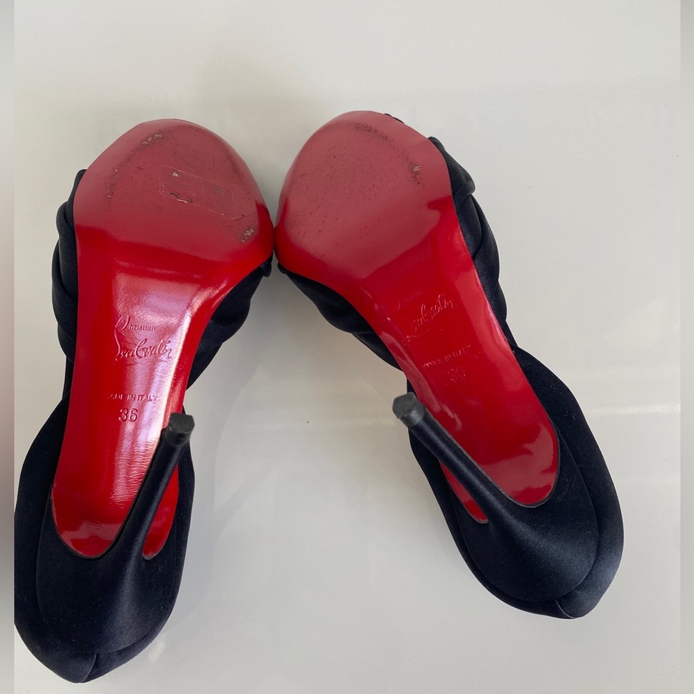 Christian Louboutin Black Satin Tres Ophrah 100 Stiletto Heels Pumps size 36 - Picture 16 of 17